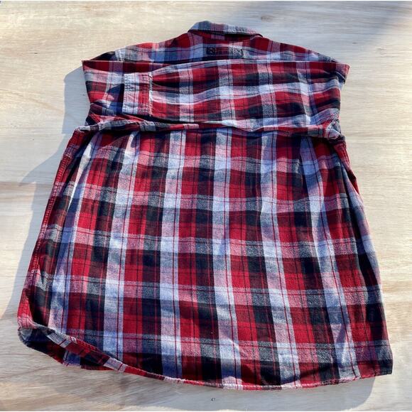 Duluth Trading Co.‎ Flannel Button Up Long Sleeve Shirt Men's Red Plaid 2XL Tall - Picture 6 of 6